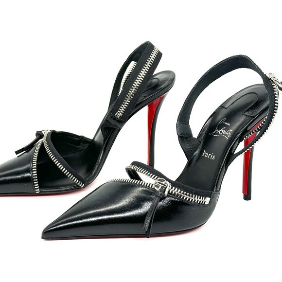 Christian Louboutin SLINGYZIP 100 Slingback Zip Heels Sandals Pumps Shoes - Picture 11 of 16